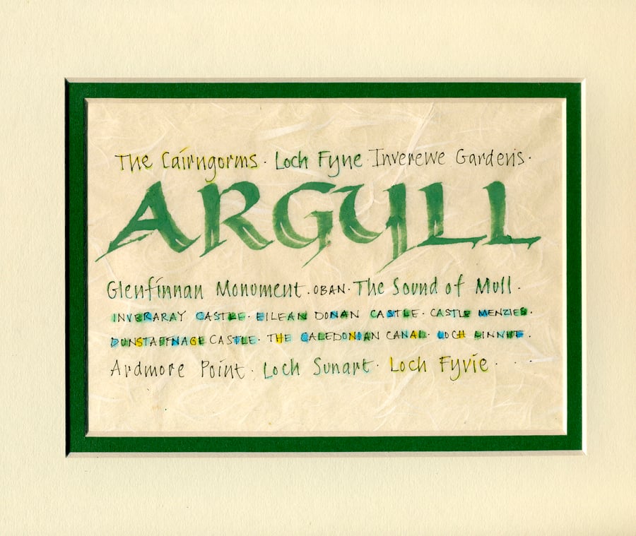 Argyll placenames original calligraphy holiday housewarming gift