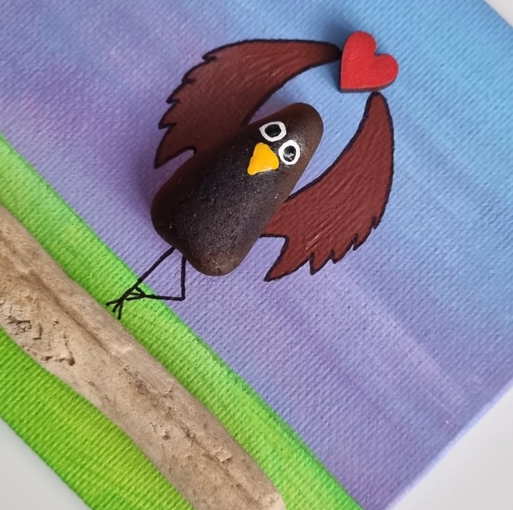 Seaglass and driftwood yoga bird TREE POSE Folksy