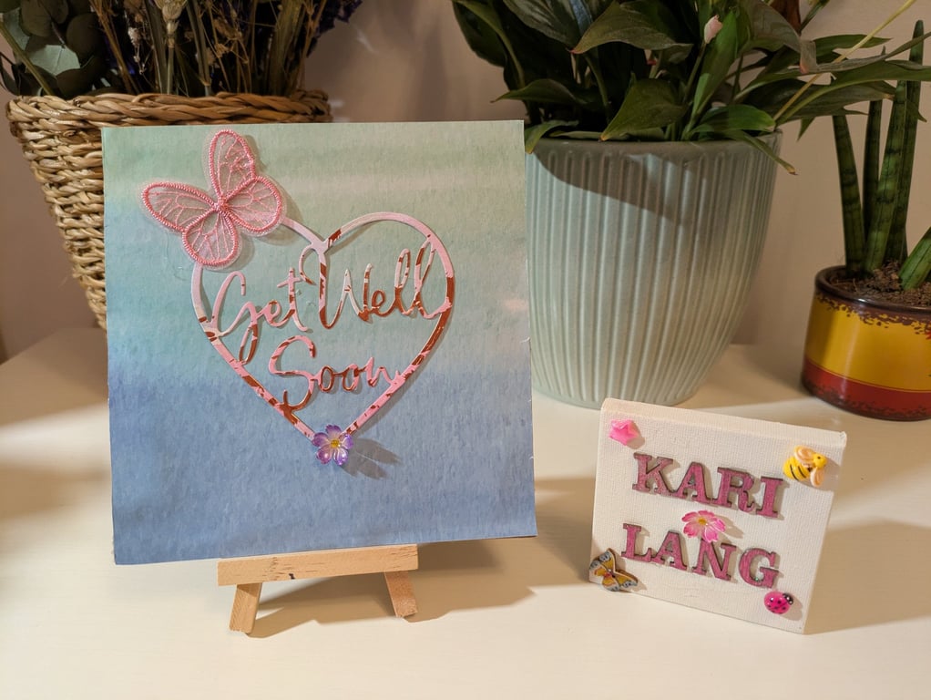 Butterfly & small flower Get Well soon card 