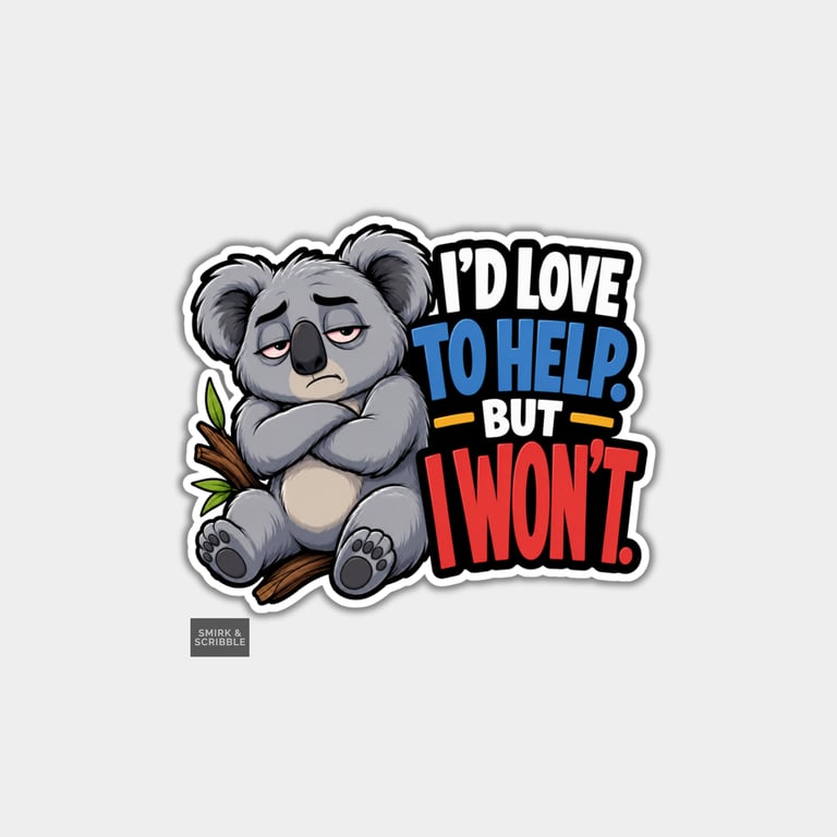 Funny Vinyl Die Cut Sticker For Adults - Love To Help Koala