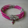 Pink and Silver Memory Wire Bracelet