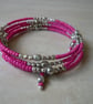 Pink and Silver Memory Wire Bracelet - Image 1