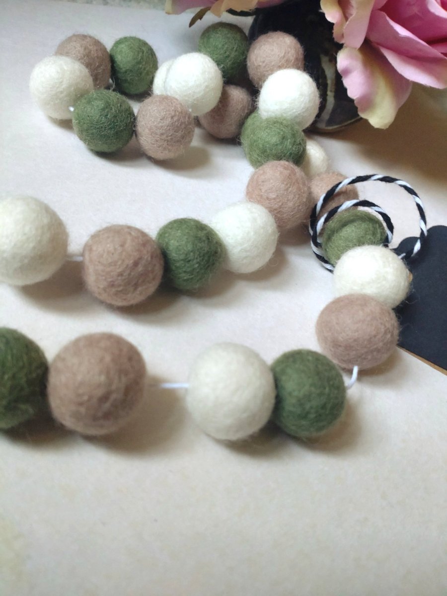 Felt Ball Garland, Pastel Colours, Nursery Decor, Eclectic Bohemian Interiors