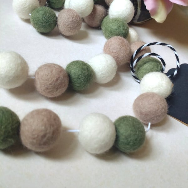 Felt Ball Garland, Pastel Colours, Nursery Decor, Eclectic Bohemian Interiors