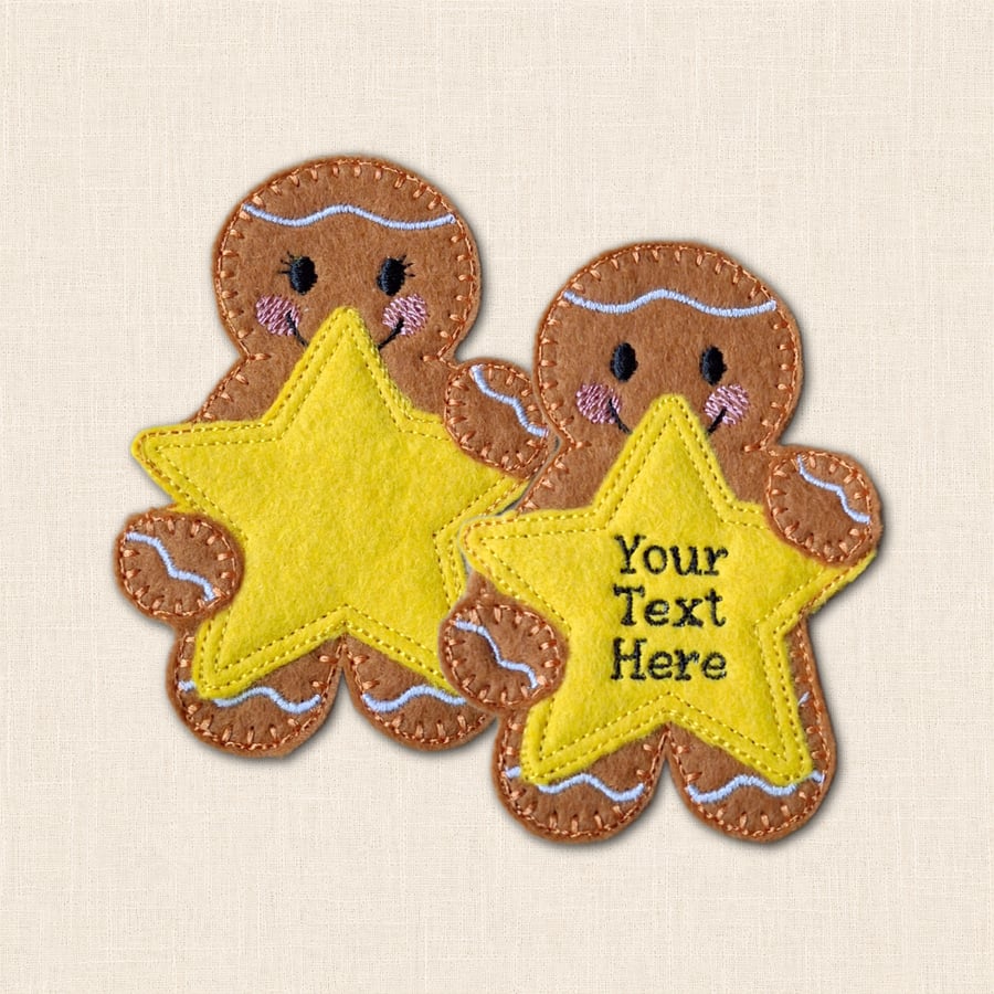 Gingerbread Star Decoration - Personalised Felt Hanging Decor