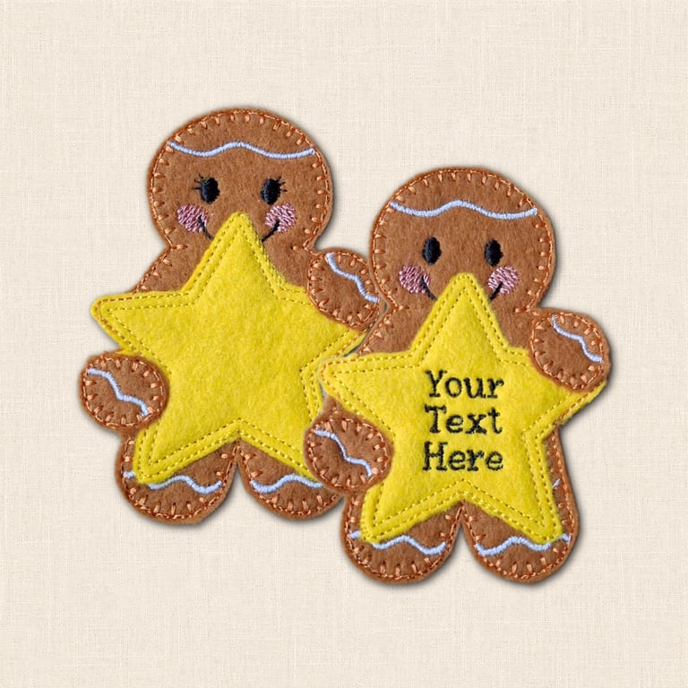 Gingerbread Star Decoration - Personalised Felt Hanging Decor