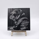 Motorbike engraved slate