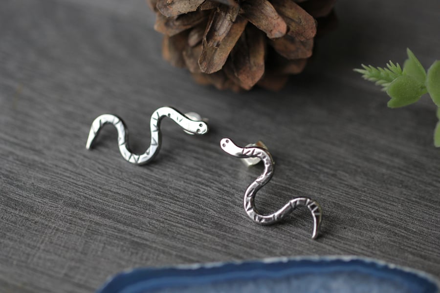 Sterling Silver snake earrings - Studs