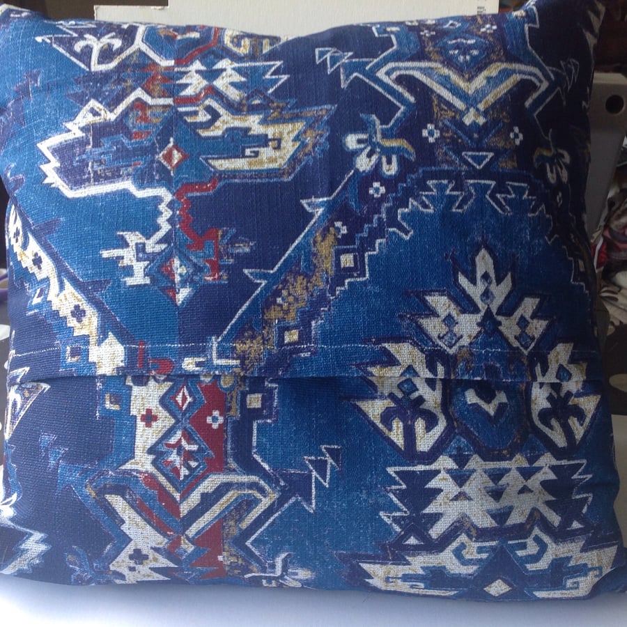 Blue Aztec style cushion