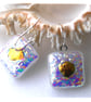 Handmade Fused 290 Dichroic Glass Earrings White Gold - Image 2