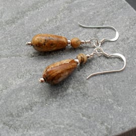 Picture Jasper Sterling Silver Earrings