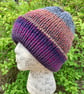 Reversible Hat. Beanie. Slouchy. Knitted Hat. Woolly Hat. Purple Hat. Brown Hat. - Image 4