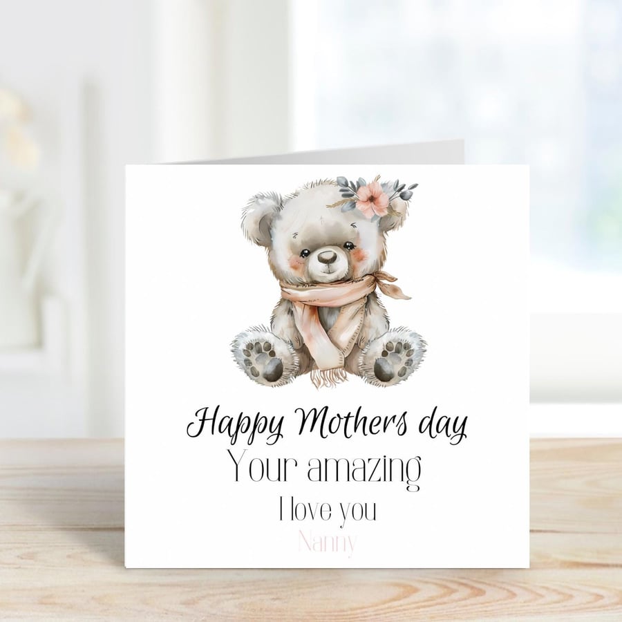 Nanny Mother's Day Card Teddy Bear