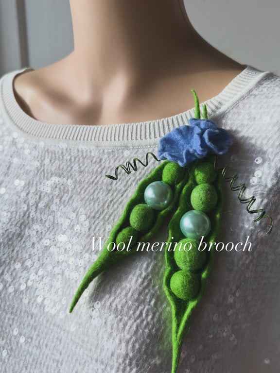 Hand Felted, Wool felted soft ART brooch