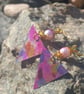 Purple Marbled Triangle Dangle Earrings