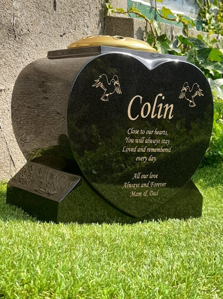 Custom order Granite heart vase 