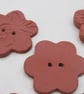 5 Mixed Terracotta Ceramic Flower Buttons - Image 4