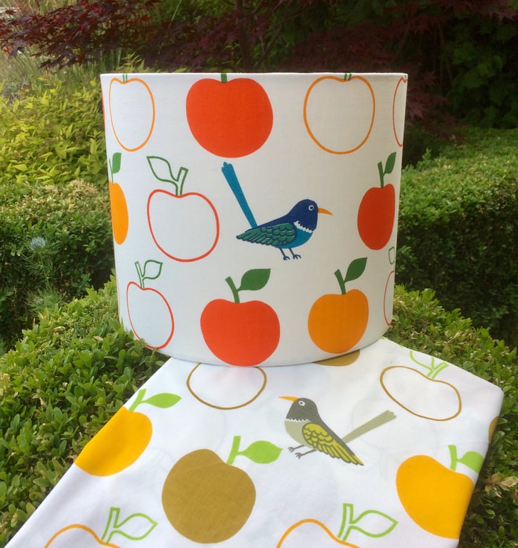 Bright Apple Orange BIrd Retro 60s 70s style Jonelle ORCHARD Lampshade Option