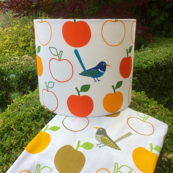 Bright Apple Orange BIrd Retro 60s 70s style Jonelle ORCHARD Lampshade Option