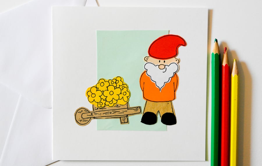 Greeting Card - Gnome Hadmade Greeting Card -Birthday card - Blank Card - 