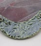 Forest Green Leaf Pattern Ceramic Crescent Bib Pendant - Image 1