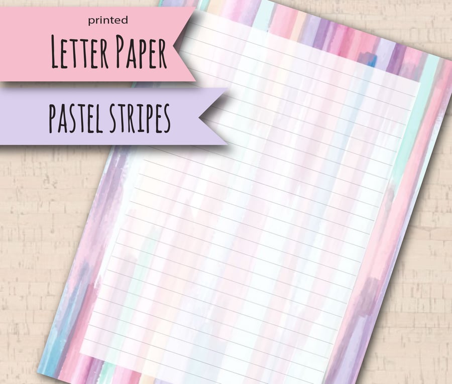 Letter Writing Paper Pastel Stripes Folksy