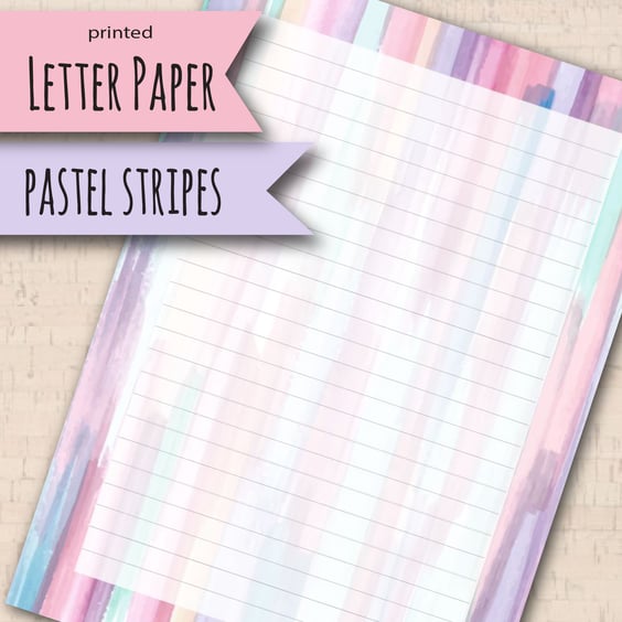 Letter Writing Paper with a pastel stripes border, pretty notepaper