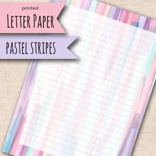 Letter Writing Paper with a pastel stripes border