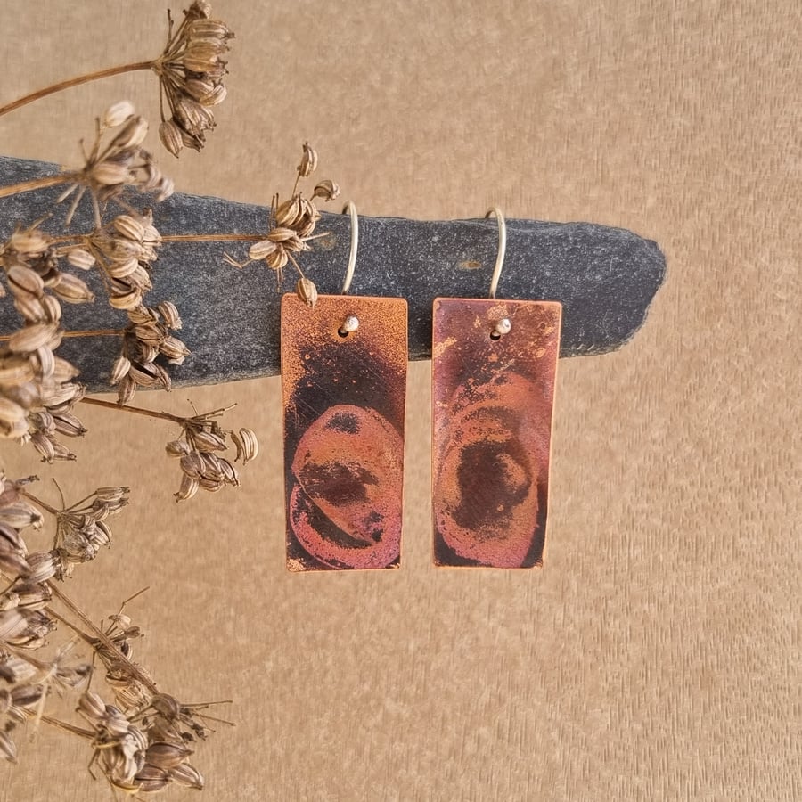 Copper Earrings with Recycled Ecosilver Sterling Silver Earwires