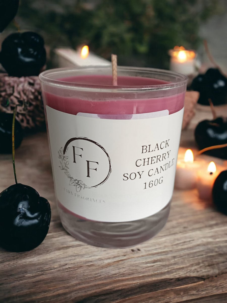 Black Cherry Scented Candle Handmade With Soy Wax, Fruit Fragrance Home Gift For