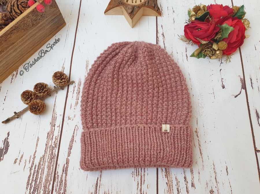 Hand knitted alpaca hat, Women slouchy hat, Christmas gift for her