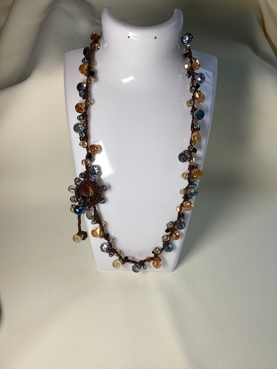 Crochet beaded necklace , beaded necklace ,crochet.