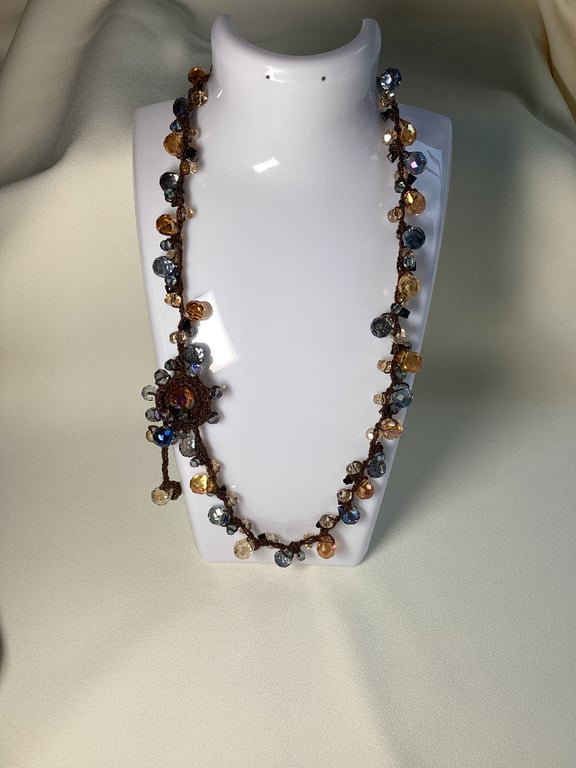 Crochet beaded necklace , beaded necklace ,crochet.