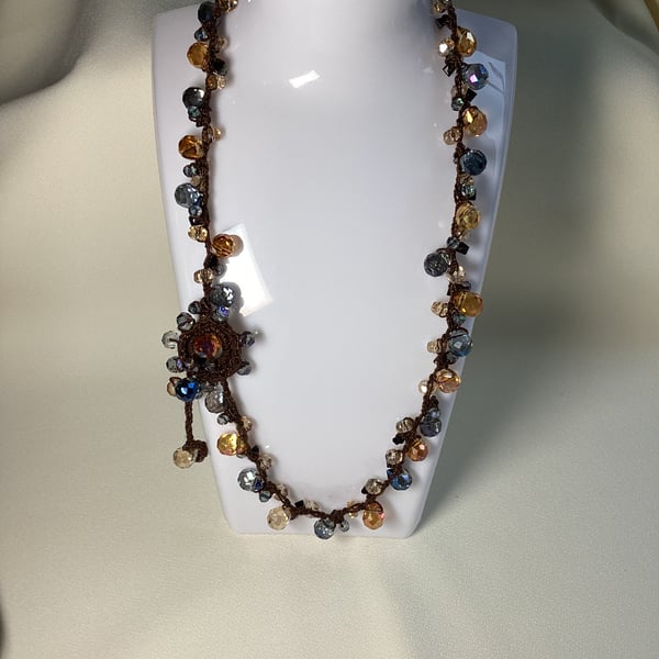 Crochet beaded necklace , beaded necklace ,crochet.