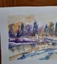  Winter snowey scene watercolour painting  - Image 2