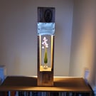 Recycled pallet wood table lamp with rechargeable LED E27 light bulb