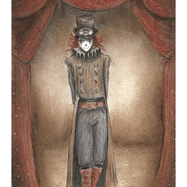  Steampunk Clown Greeting card, birthday, Christmas, Gothic Art,  Whimsical Art,