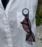 Glasses Holder Brooch - Black and White