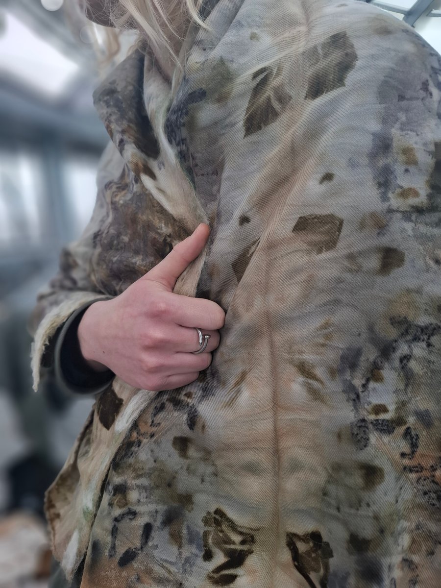 eco printed feted pure wool scarf