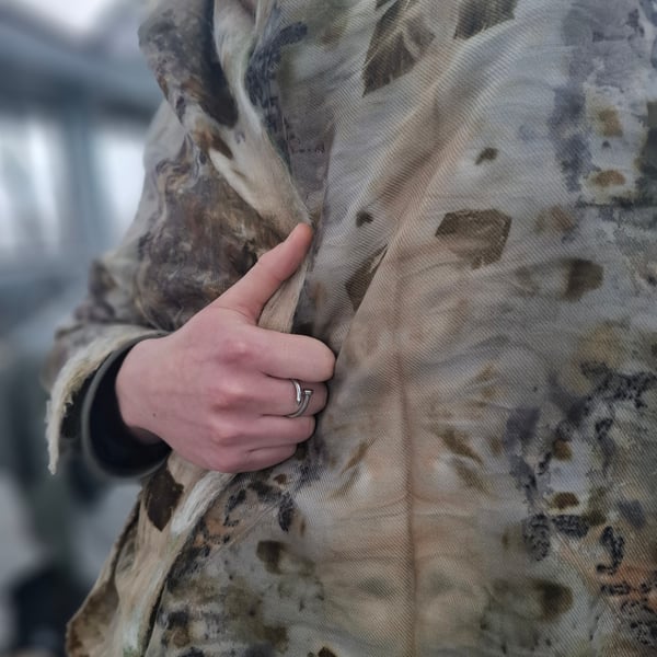 eco printed feted pure wool scarf