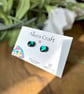 Micro Sea Blue Acrylic Circle Studs 