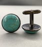 Men’s Turquoise Coloured Howlite Bezel Set Gunmetal Cufflinks Gift Boxed - Image 6