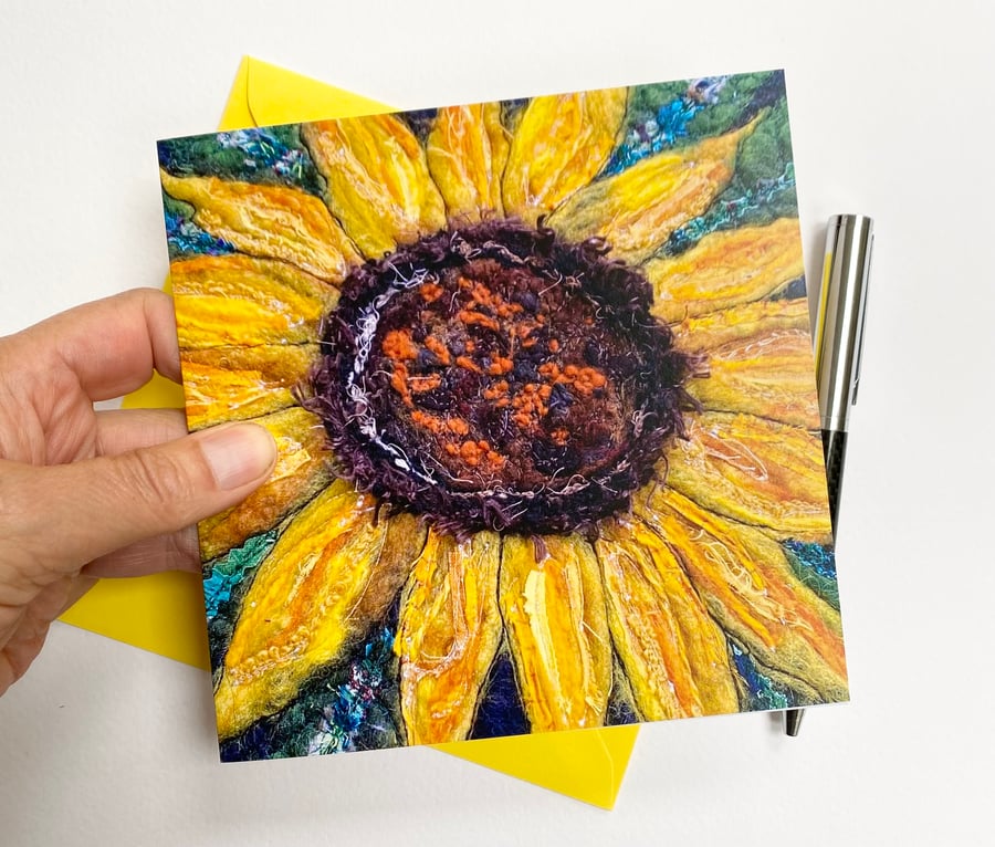 Sunflower printed greetings card.  