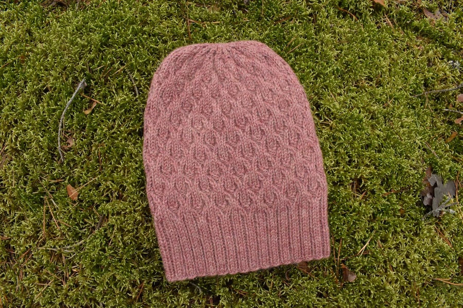 Knitted alpaca beanie for and women. Cable knit slouchy alpaca hat for winter.