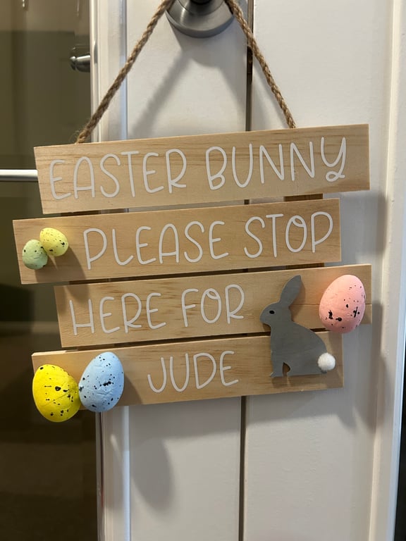 Personalised Easter Bunny Sign - one name 