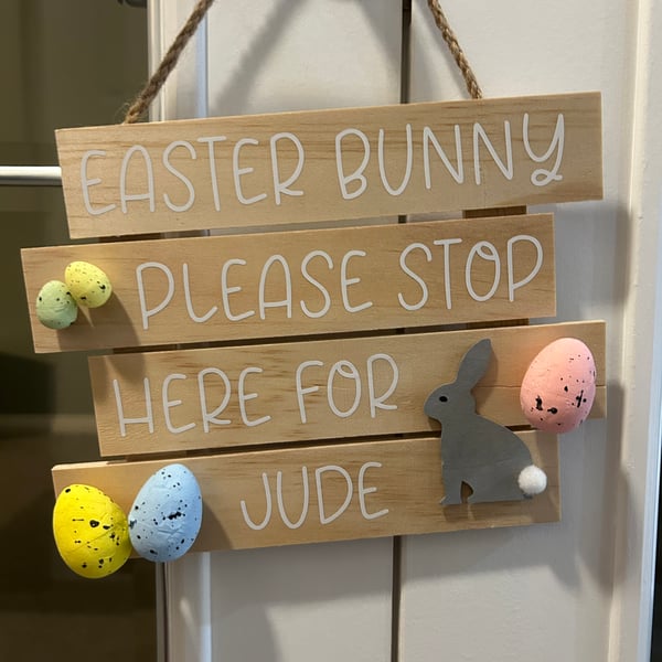 Personalised Easter Bunny Sign - one name 