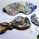 Blue Batik Sleep Mask Gift Set, Scrunchie, Headband, Handmade Yorkshire