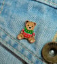 Christmas Teddy Bear Brooch, Handmade Personalised Wooden Festive Jumper Pin - Image 3