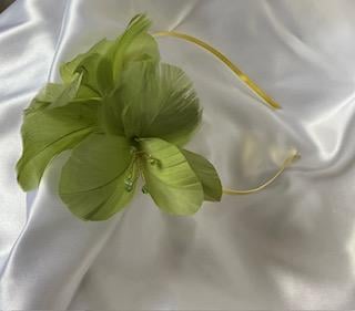 Lou - Lime Green Feather Fascinator - Wedding - Special Occasion - Garden Party