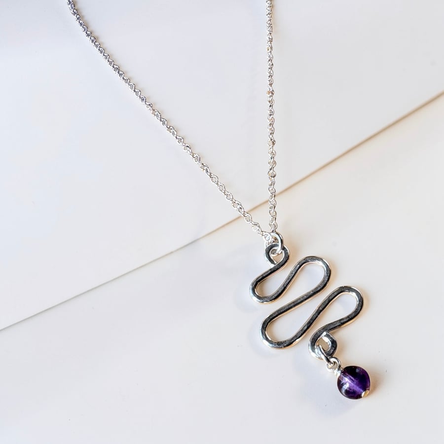 Amethyst Squiggle Necklace